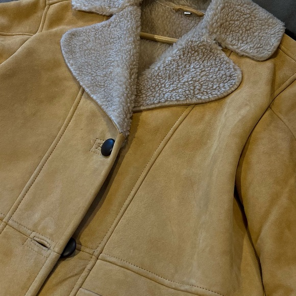 Reformation Mustard Teddy Jacket with Shearling Collar - Picture 4 of 5